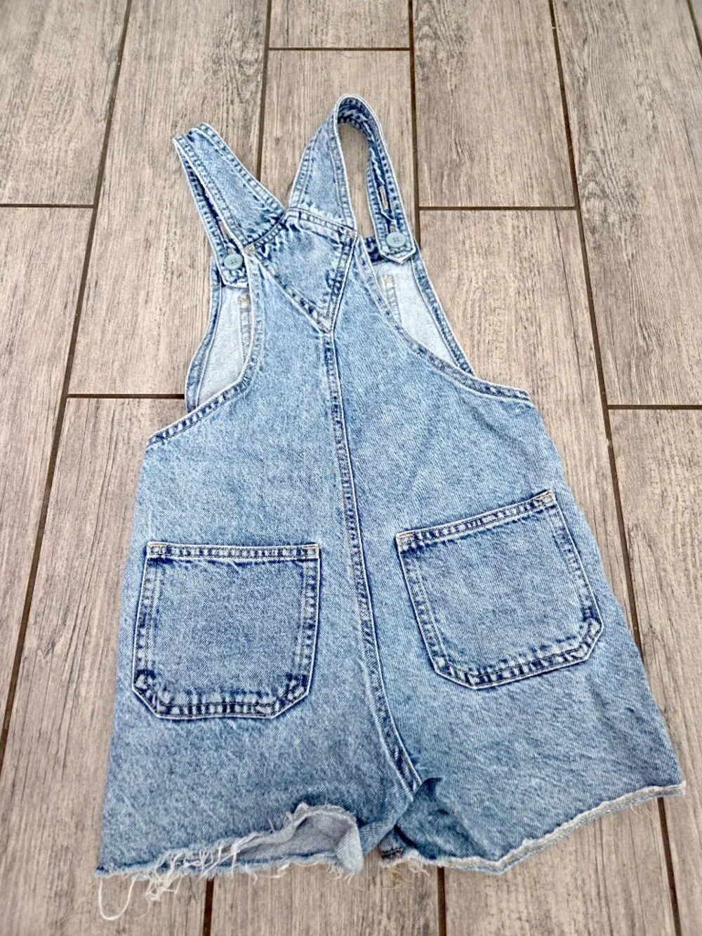 Gap Denim Girls Light Wash Raw Hem Shortalls Overalls Size 8